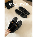 小香风菱格珍珠毛毛单鞋 女秋冬新款 骄屿山茶花加绒玛丽珍鞋 真皮