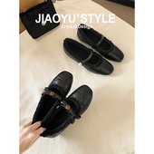 真皮 小香风菱格珍珠毛毛单鞋 骄屿山茶花加绒玛丽珍鞋 女秋冬新款