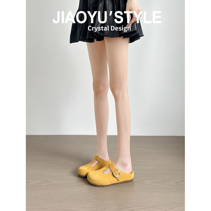 真皮~骄屿厚底增高勃肯凉拖鞋女外穿2025新款百搭博肯包头半拖鞋