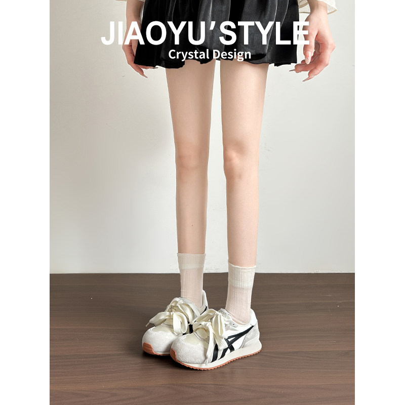 真皮~骄屿复古厚底增高德训鞋女丑萌轻便舒适运动休闲阿甘小白鞋