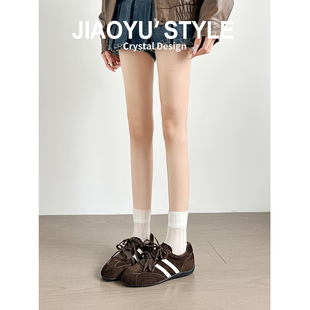 美拉德复古厚底休闲运动鞋 女2026新款 骄屿5cm内增高德训鞋 牛皮版