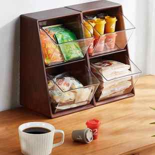 茶包收纳盒胶囊咖啡零食办公桌糖包收纳分格可拆卸桌面茶水间架子