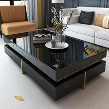 轻奢茶几高级感现代简约大户型客厅家用钢化玻璃面长方形别墅定制