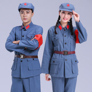 纯棉红军演出服男女八路军衣服新四军抗战影视服长征红歌合唱服装