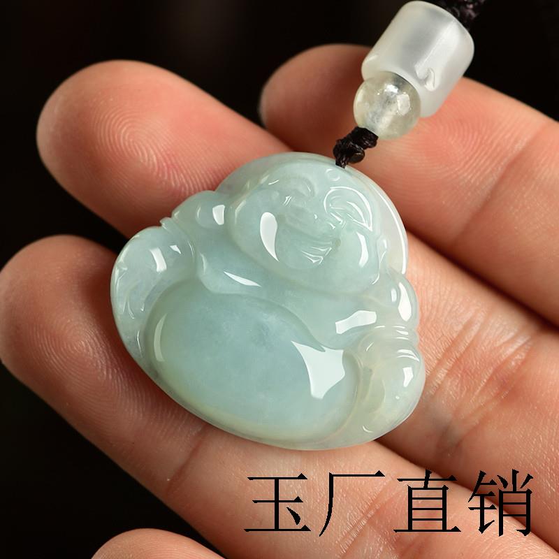 玉佛吊坠女款笑佛高端翡翠大肚弥勒佛项链缅甸精品冰糯种玉石挂件