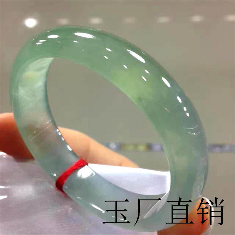 缅甸翡翠色手镯正圈老坑冰种油青飘花玉镯子圆条吊坠女款精选包邮