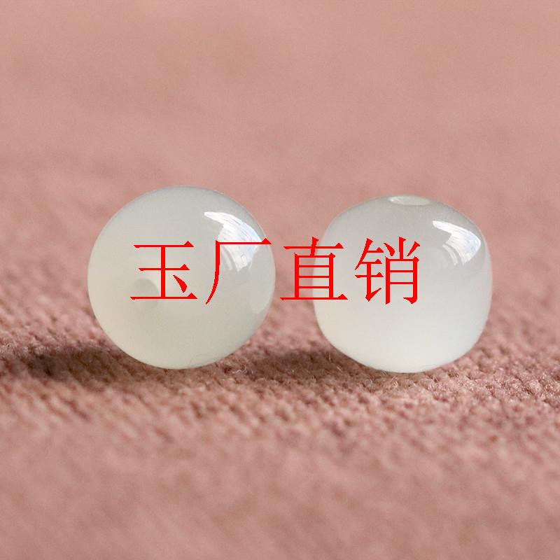 新疆和田玉散珠青白玉珠子老型珠桶珠路路通珠子玉石单珠手串配珠
