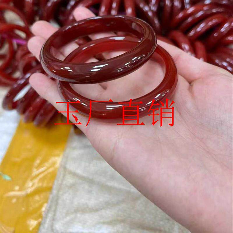 精选冰种红玛瑙玉髓玉镯本命年细条新中式招财好运送女友妈妈送礼