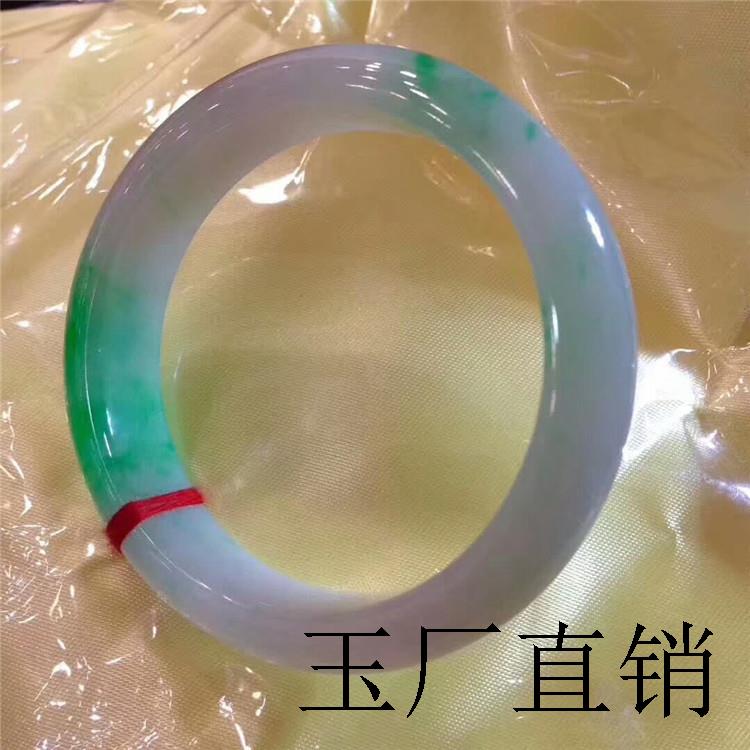 高端缅甸翡翠色手镯春彩紫罗兰飘绿冰种少女款精品阳绿老坑玉镯子