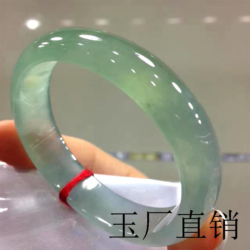 缅甸翡翠手镯老料正圈老坑冰种油青飘花玉镯子圆条吊坠女玉镯精品