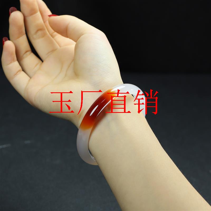 玉髓手镯纯天然玛瑙玉髓一口糖高冰荔枝冻白月光红玛瑙冰透香槟金