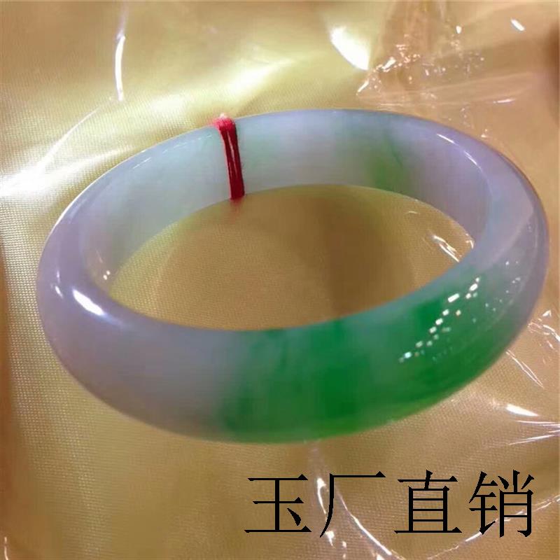 高端缅甸翡翠色手镯春彩紫罗兰飘绿阳绿老坑玉镯子冰种少女款精品
