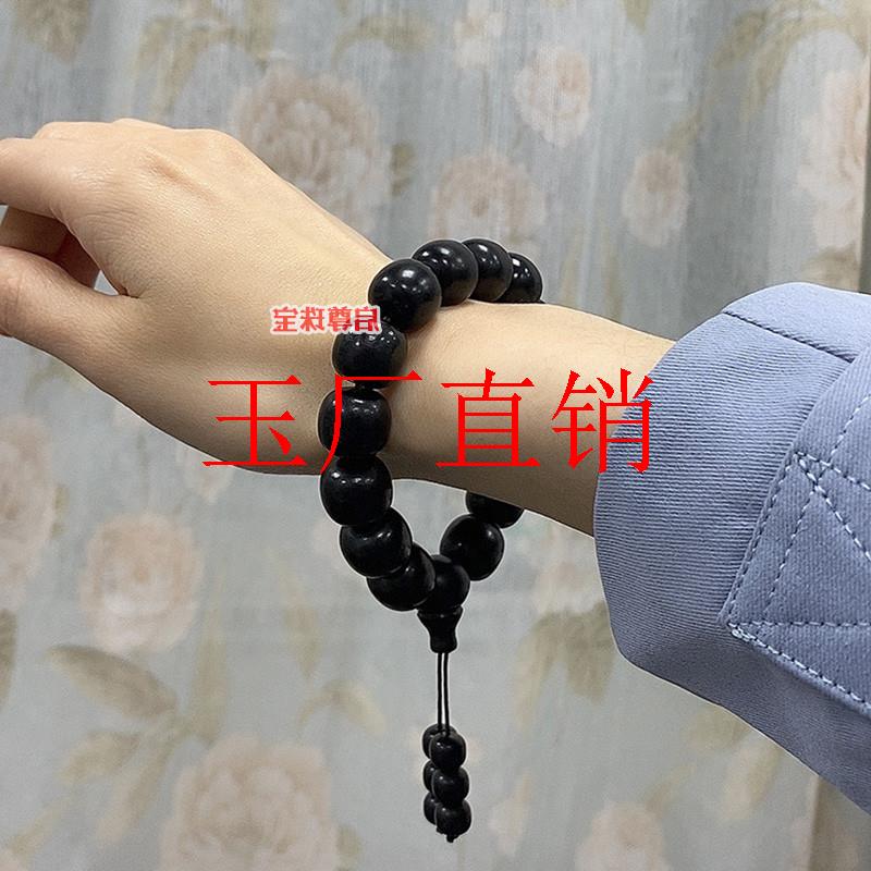 精品新疆和田玉老型珠手玉石串手链玉珠子单珠手链三通男女百搭款