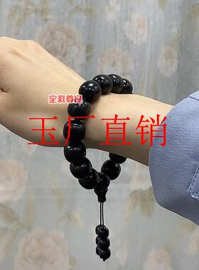 精品新疆和田玉老型珠手玉石串手链玉珠子单珠手链三通男女百搭款