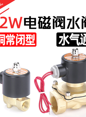 全铜线圈气阀常闭水阀2W-160-15 4分 6分 1寸 2寸 220V 24V电磁阀