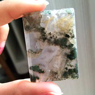 方牌水草玛瑙平安扣蓝田玉水草扣椭圆形吊坠男女款蓝田水草平安扣