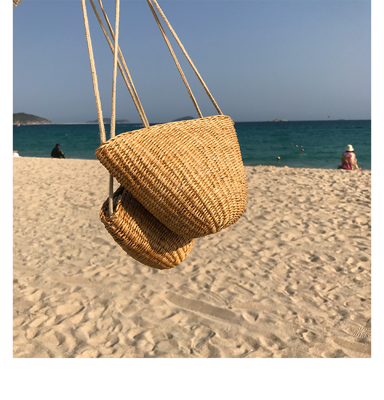 夏季海边度假女士草编草包贝壳包迷你小包包蛤蜊包斜挎单肩包