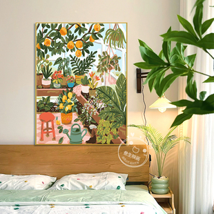 小清新植物花卉装饰画原木风卧室房间床头摆画治愈系餐厅玄关挂画