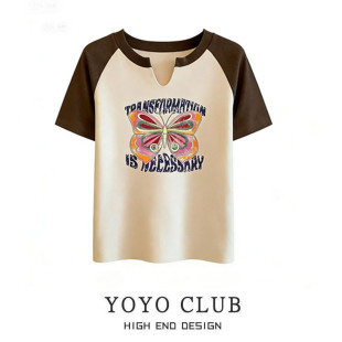 女装 品牌折扣2026夏季 t恤女设计感大码 撞色短袖 气质百搭上衣 新款