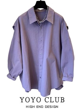 品牌折扣胖MM大码洋气百搭紫色衬衫2025新款设计感小众上衣女潮流