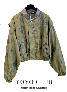 品牌折扣2026新款趣味涂鸦夹克女新款宽松美式复古百搭时尚外套潮