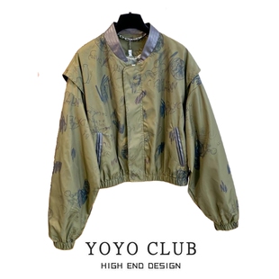 复古百搭时尚 宽松美式 外套潮 趣味涂鸦夹克女新款 品牌折扣2026新款