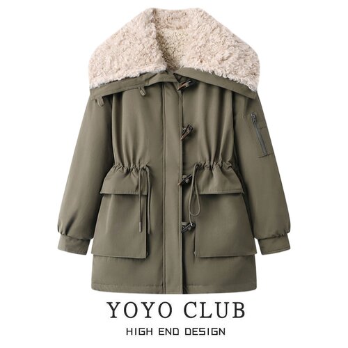 品牌折扣胖MM大码爆款羊羔毛派克棉服2025秋冬韩版大翻领保暖外套