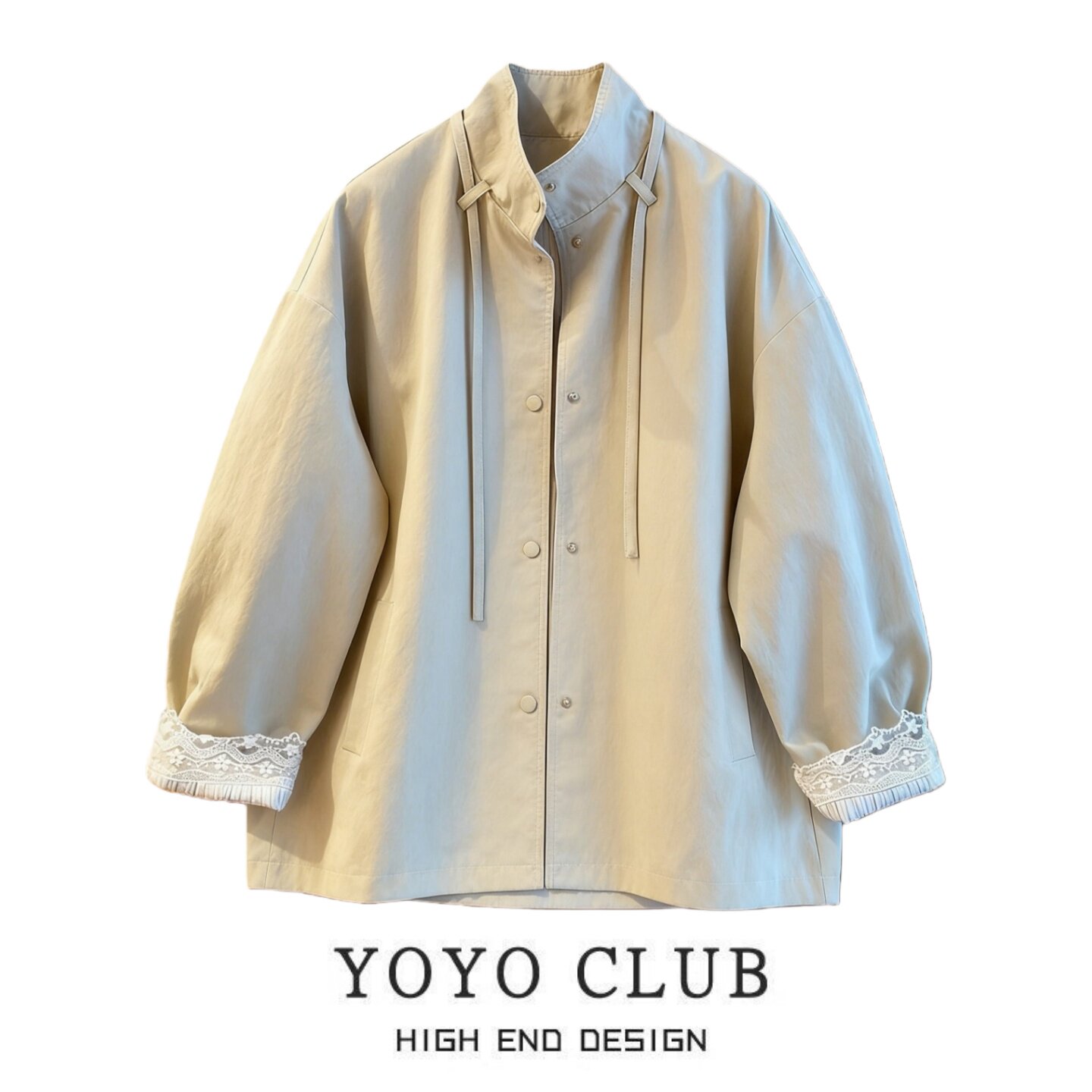 品牌折扣韩版蕾丝拼接冲锋衣女2026春季大码高级感百搭时髦外套潮