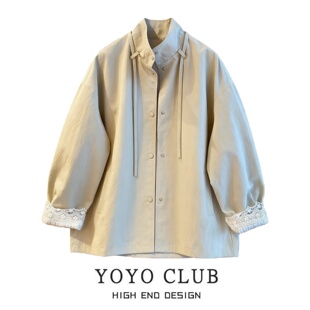 高级感百搭时髦外套潮 大码 品牌折扣韩版 蕾丝拼接冲锋衣女2026春季