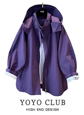 品牌折扣高级感洋气英伦风连帽风衣女2026百搭显瘦宽松休闲外套潮