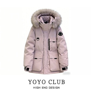 品牌折扣胖MM韩版 多口袋保暖外套潮 洋气大毛领连帽棉服女2026大码