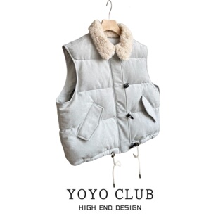 品牌折扣轻奢风毛领马甲女2026春季 宽松百搭立领保暖马夹外套 大码