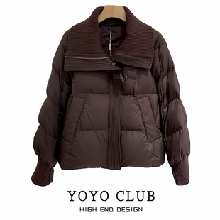 品牌折扣胖MM韩系设计感百搭宽松羽绒棉棉服2025秋复古拼接面包服