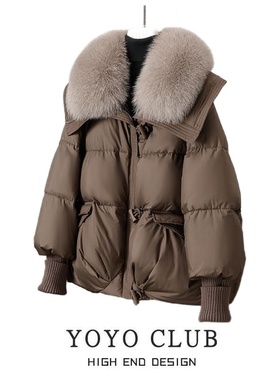 品牌折扣胖MM韩版宽松毛领羽绒棉棉服2025秋冬季加厚保暖外套女潮