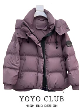 品牌折扣胖MM学院风连帽棉服女2025年新款加厚宽松面包服保暖外套