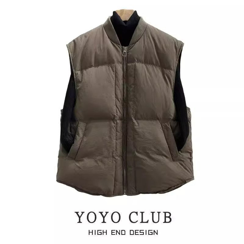 高级感羽绒棉马夹韩系拉链立领