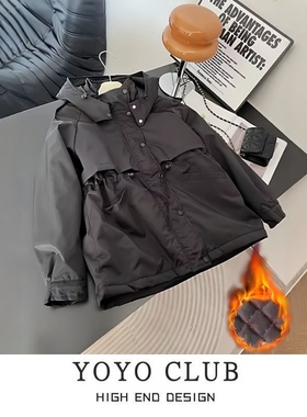 品牌折扣胖MM大码韩版简约风百搭棉衣2025加厚宽松时尚夹棉冲锋衣