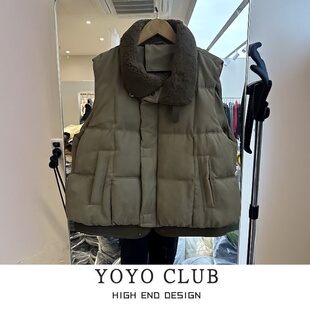 品牌折扣胖MM美式 通勤风保暖外套女潮 时髦毛领外穿马甲2026年爆款