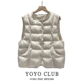 品牌折扣胖MM通勤风单排扣羽绒棉马甲2025年轻薄保暖百搭坎肩背心