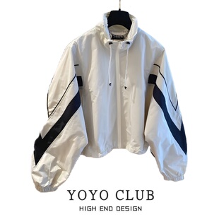 品牌折扣胖MM大码美式时尚休闲夹克2025秋复古设计感拼接冲锋衣女