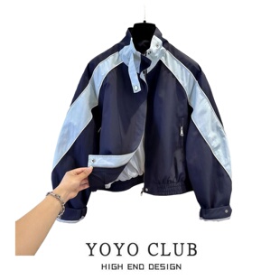 宽松显瘦外套潮 大码 品牌折扣美式 设计感立领撞色冲锋衣女2026新款