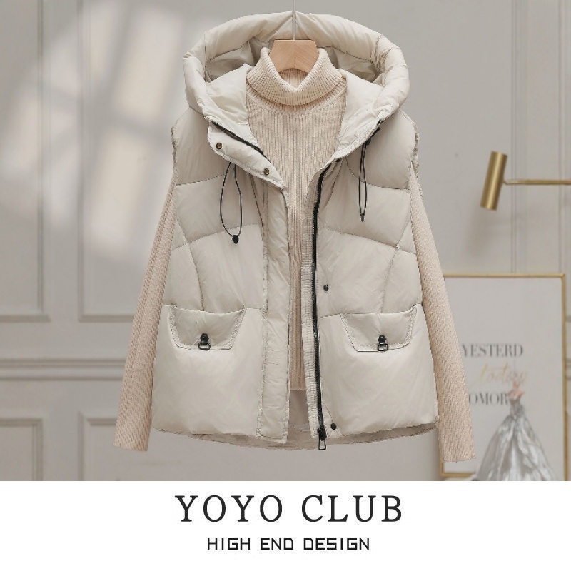 品牌折扣胖MM美式休闲慵懒风马夹2025秋冬新款时髦百搭连帽马甲女