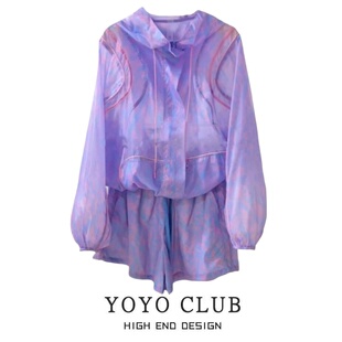 运动户外透气防晒服 女2026新款 品牌折扣胖MM大码 多巴胺防晒衣套装