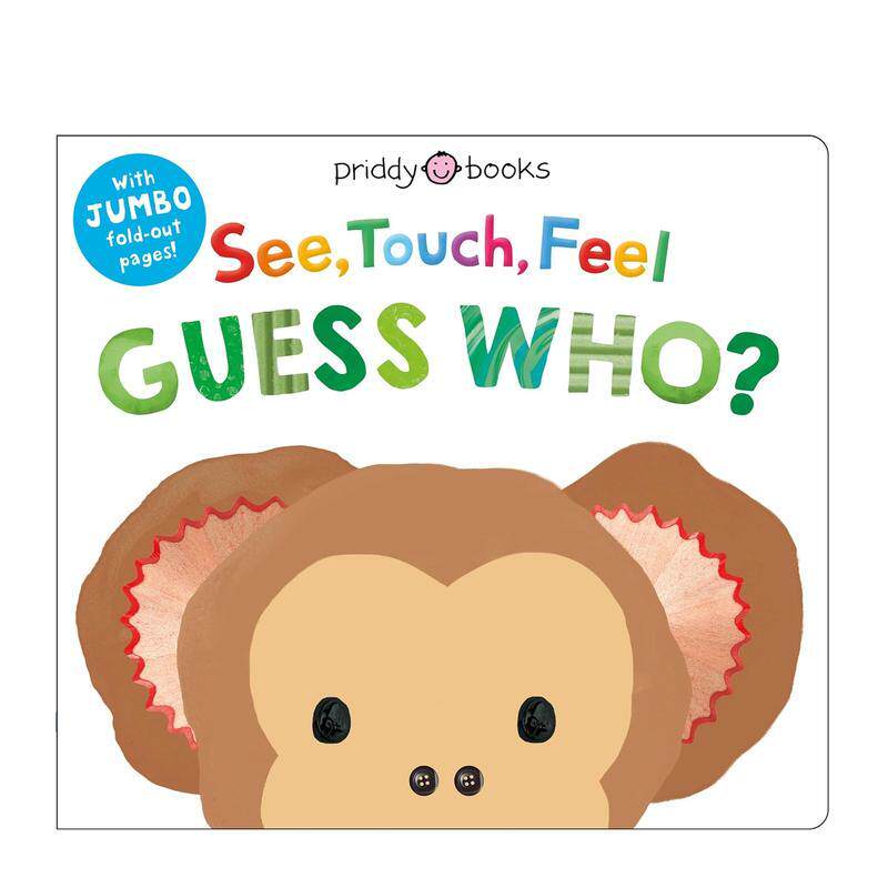 【预售】看一看?摸一摸?玩一玩：猜猜我是谁（超大折叠纸板书） See， Touch， Feel: Guess Who?原版英文儿童趣味
