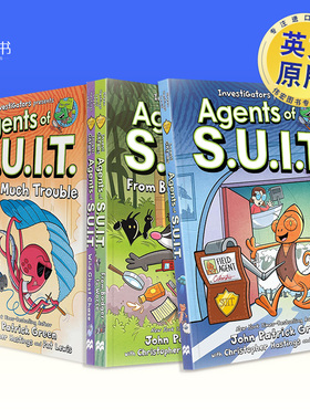 【调查员 西装特工】卷4麻烦多多/卷3疯狂幽灵追逐/卷2獾上加乱/卷1调查员西装特工可单拍英文儿童漫画 Investigators: Agents of