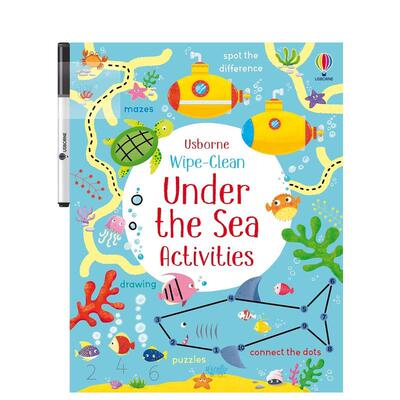 【预售】可擦本 海洋活动书Wipe-clean Under the Sea Activities英文儿童趣味Usborne children’s books平装进口原版书97814749