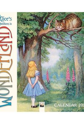 【预售】【Flame Tree】爱丽丝梦游仙境 2026年挂历艺术日历Alice's Adventures in Wonderland Wall Calendar 2026英文文创进口原