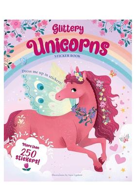 【预售】闪亮独角兽贴纸书Glittery Unicorns英文儿童趣味Sara Ugolotti平装White star进口原版书9788854419551