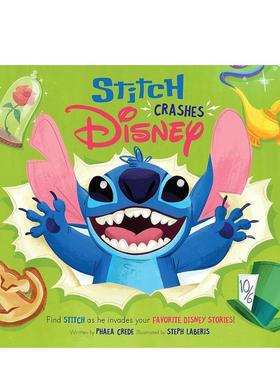 【现货】史迪奇闯入迪斯尼世界Stitch Crashes Disney英文儿童绘本IP系列Disney Books精装Disney进口原版书9781368080118
