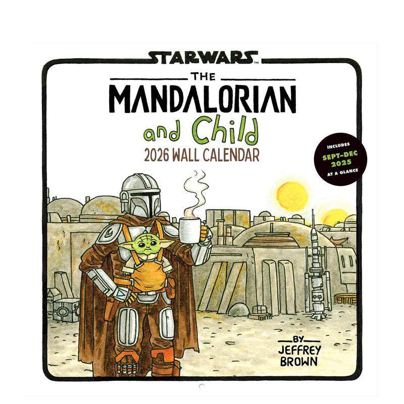 【预售】星球大战曼达洛人与尤达宝宝2026年挂历Star Wars the Mandalorian and Child 2026 Wall Calendar英文文创日历日历Jeffr